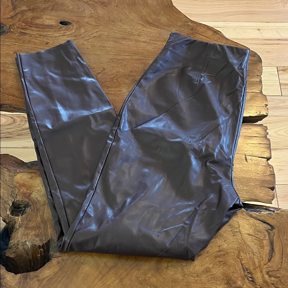 H&M Faux Leather Brown Pants